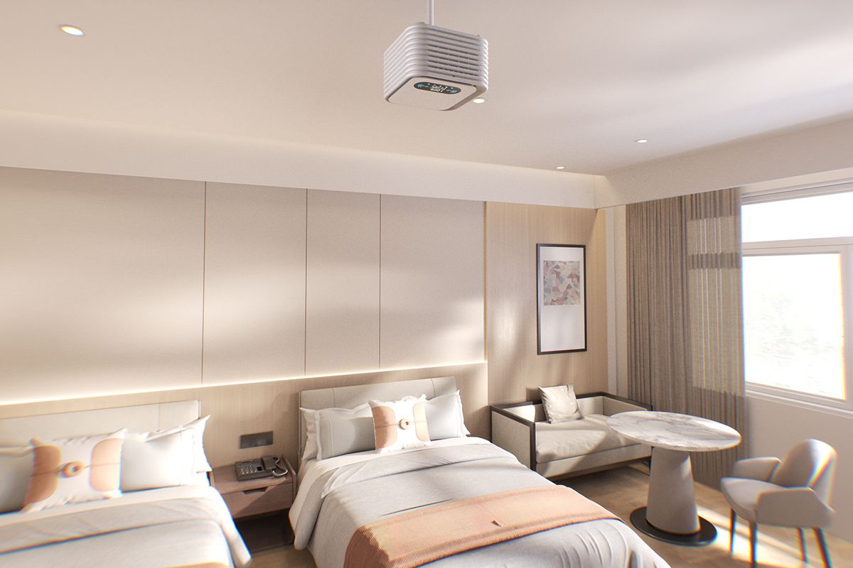 Hotel travel scene_Tiiiyes sleep device for travel_Schumann resonance sleep aid